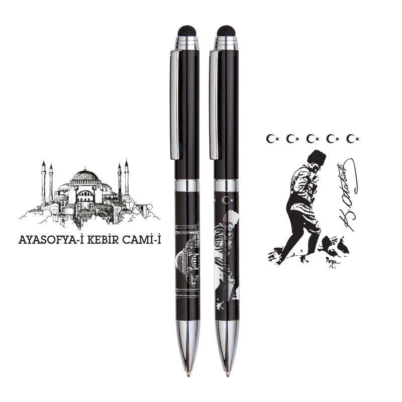 Atatürk Kabartma Figürlü Metal Tükenmez Kalem